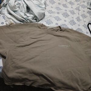 Essentials Taupe Crewneck Sweatshirt with Small Chest Logo